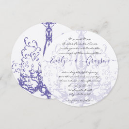 Lila Lilac Vintage Antique Chandelier Bröllop Inbjudningar