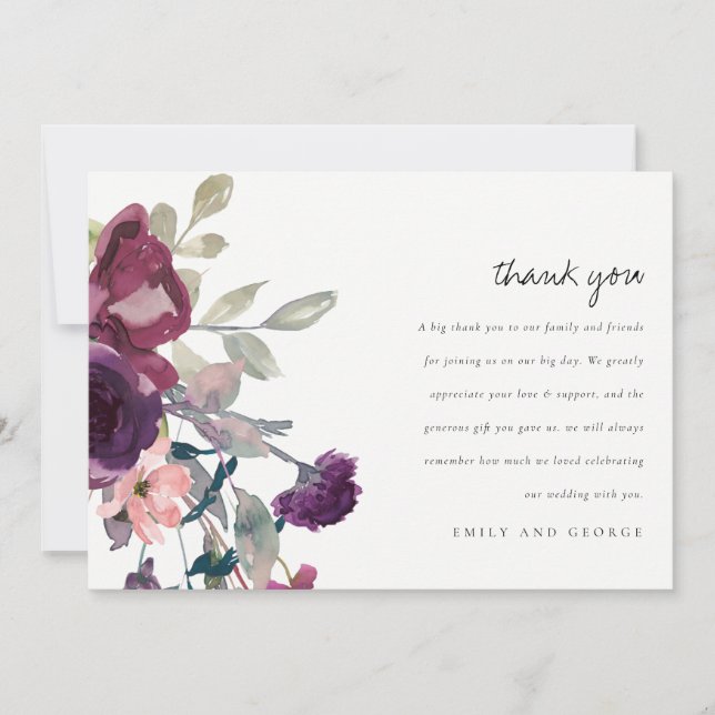 LILA LILAC WATERCOLOR BLOMMIGT BRÖLLOP TACK KORT (Framsida)