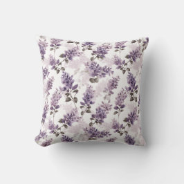 Lila Lilac Watercolor Blommigt Kudde
