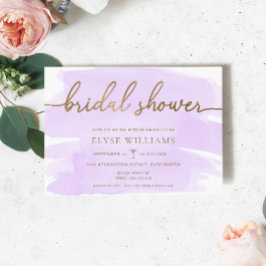 Lila Lilac Watercolor Guld Möhippa Inbjudningar