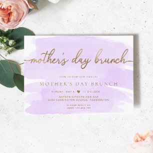Lila Lilac Watercolor Mors dag Brunch Inbjudningar