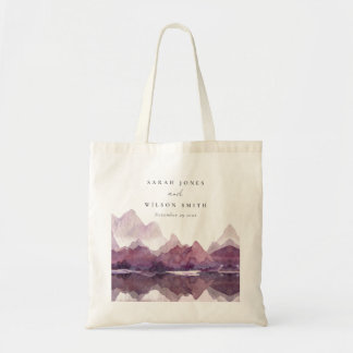 Lila Lilac Watercolor Mountain Sjö Bröllop Tygkasse