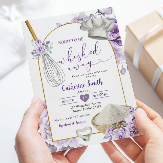 Lila Lilac WhiMöhippor Away Kitchen Inbjudningar (Skapare uppladdad)