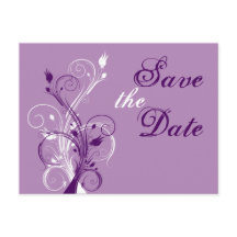 Lila Lilac White-Blommigt Spara datumpostkortet
