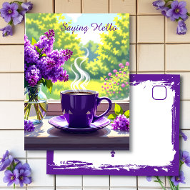 Lila Lilacs och kaffe | Bara att säga Hej Vykort
