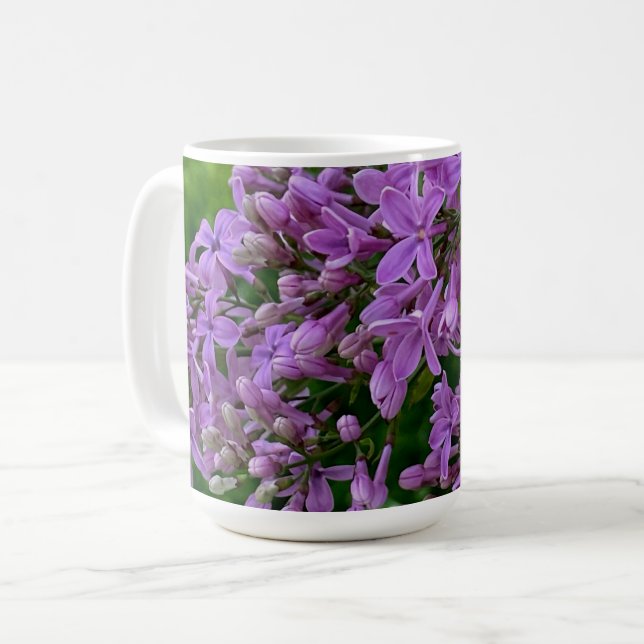 Lila lilacs romantisk elegant lila blommigt foto a kaffemugg (Framsida vänster)