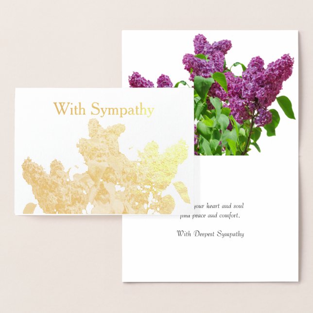 Lila Lilacs Sympathy Guld Folierat Kort (Display)