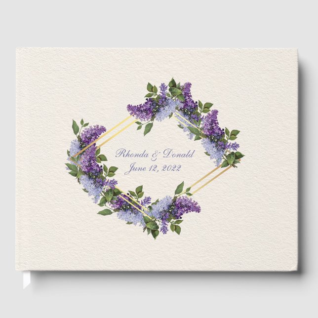 Lila Lilics Romantic Bröllop Gästböcker (Framsida)