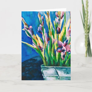 Lila Lilies Blank Card Kort