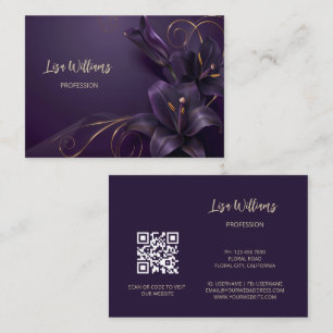 Lila Lilies Luxury 3D-blommor Visitkort