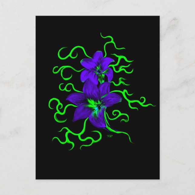 lila lilja blomma vykort (Framsida)