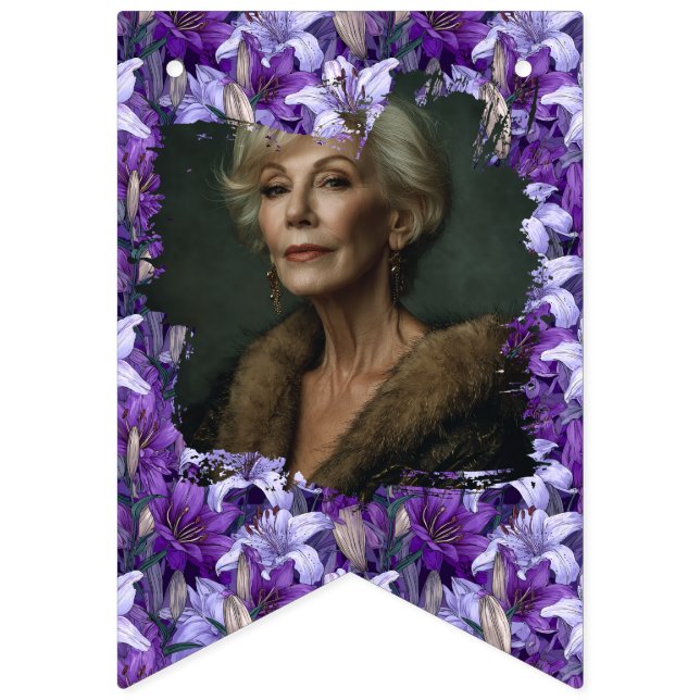 Lila liljor blomma vår födelsedag vimplar (Första flaggan)