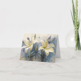 Lila Lillies Vacker Watercolor White Cream Tack Kort