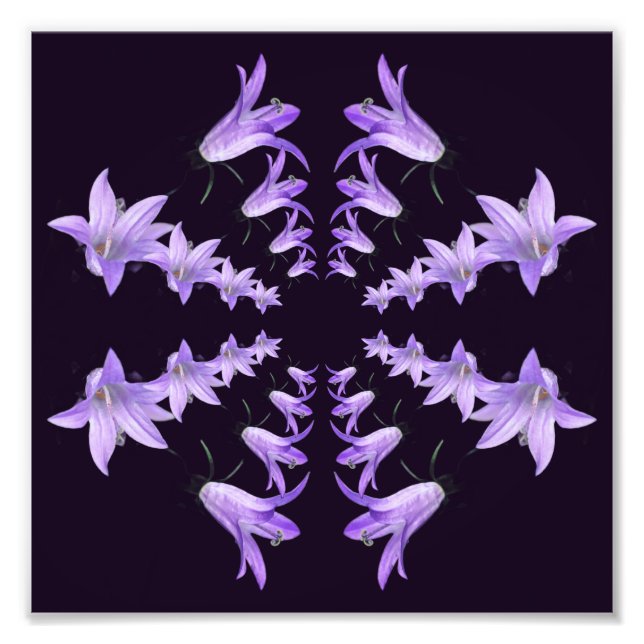 Lila Lily Flowers Spegel Abstrakt Art 8x8 Fototryck (Framsidan)
