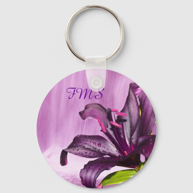 Lila Lily med Waterfall Nyckelring (Framsida)
