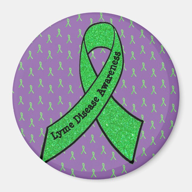 Lila & Lime Green Lyme Disease Awareness Magnet (Framsidan)