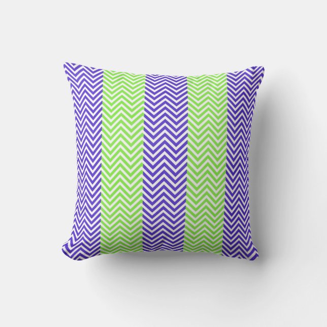 Lila Lime Green Stripe Chevron Summer Zig Zags Kudde (Framsida)