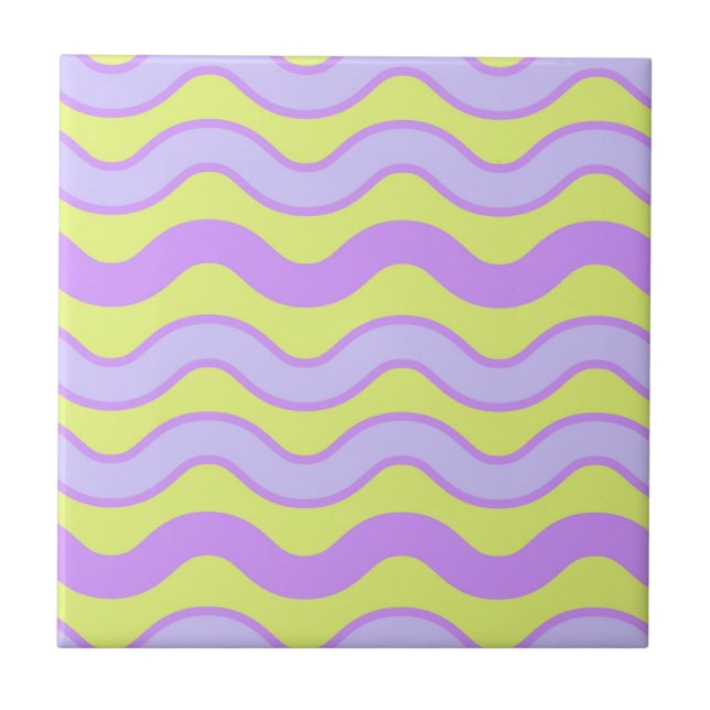 Lila Lime Groovy Rand Modern Vår-sommaren Kakelplatta (Framsidan)