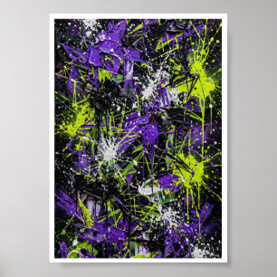 Lila Lime Neon Graffiti Abstrakt Konsttryck Poster