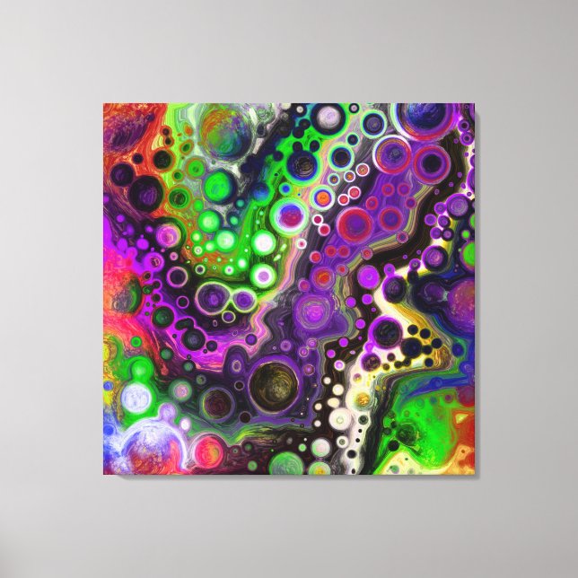 Lila, limgrön, svart fluid Art Canvastryck (Framsida)