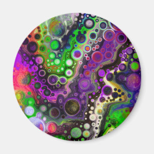 Lila, limgrön, svart fluid Art Magnet