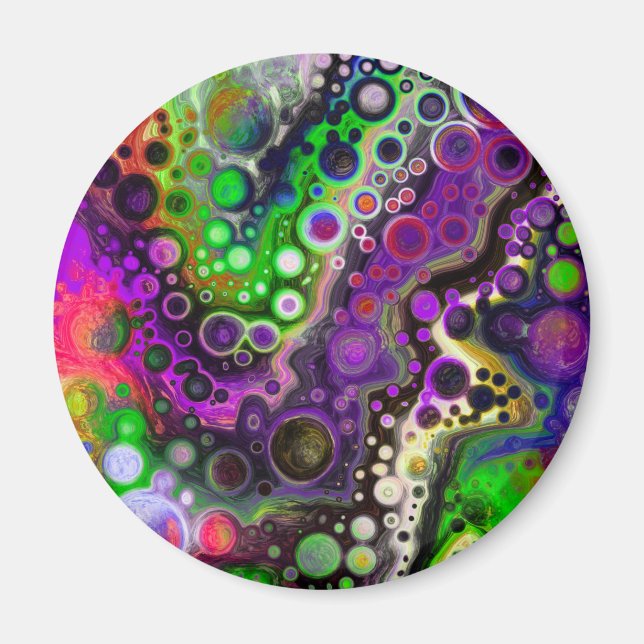 Lila, limgrön, svart fluid Art Magnet (Framsidan)