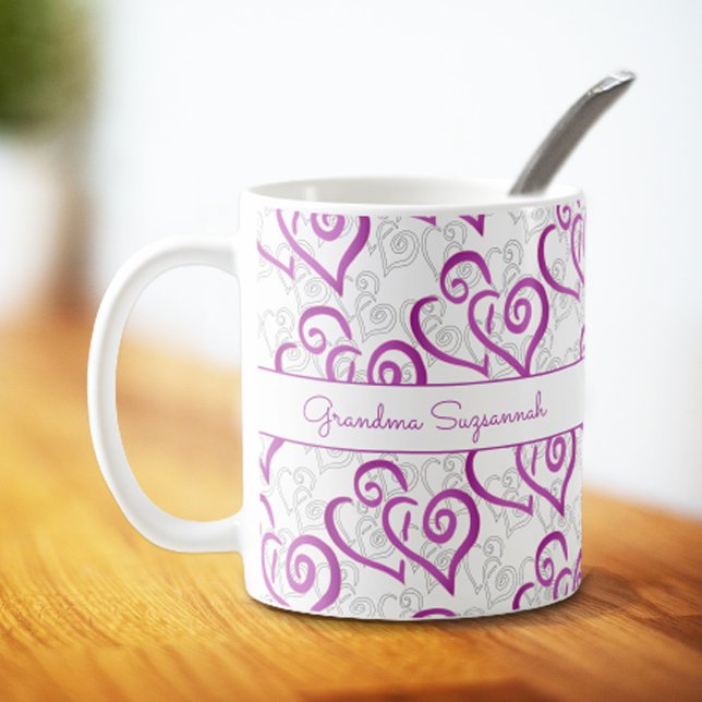 Lila Linked Heart Artwork Anpassningsbar Mugg (Skapare uppladdad)