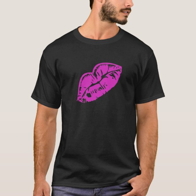 Lila Lipstick Kiss Stain T Shirt (Framsida)