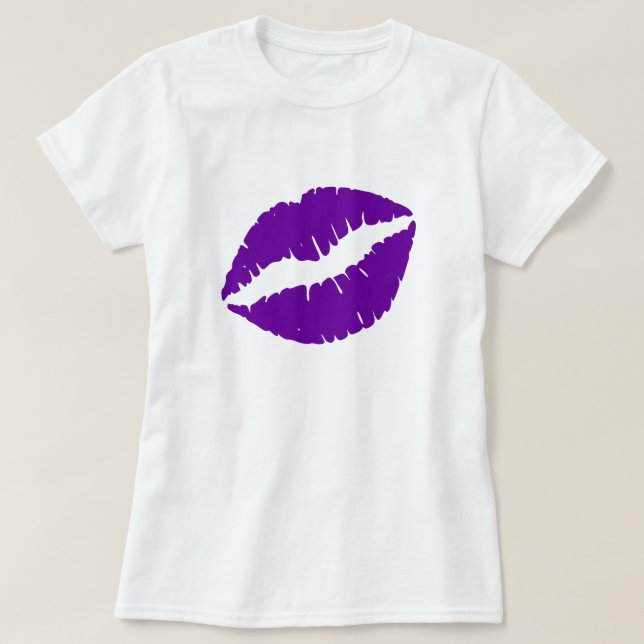 Lila Lipstick Kiss T-shirt (Design framsida)