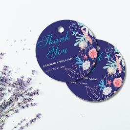 Lila lite pärla under havets babydusch gåvor etiketter