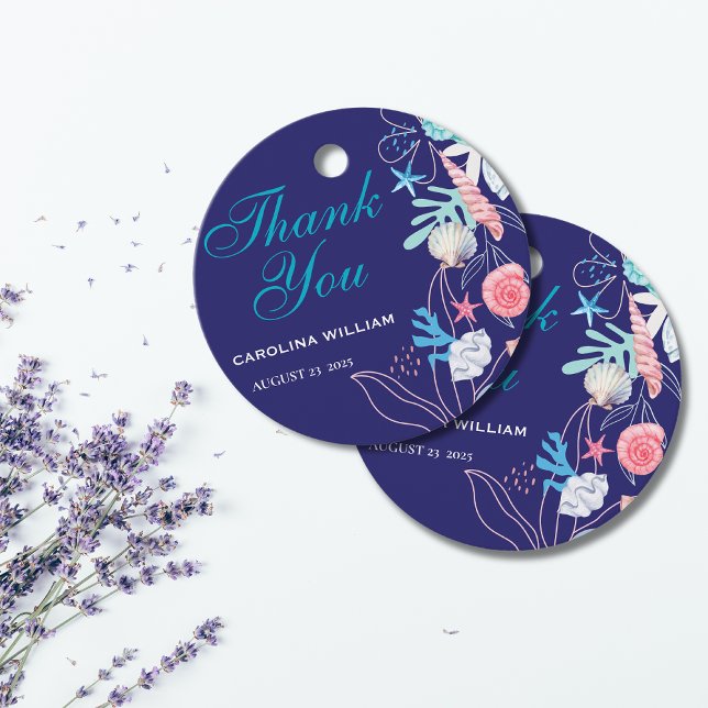 Lila lite pärla under havets babydusch gåvor etiketter (Skapare uppladdad)