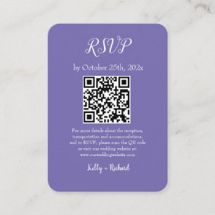 Lila Liten Vertikal Bröllops RSVP QR-kod Tilläggskort