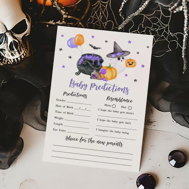 Lila Little Boo Ghost Baby Predictions Game (Ghost Halloween Baby Shower Baby Predictions Game )