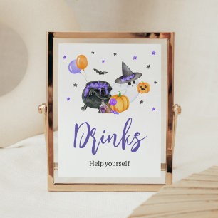 Lila Little Boo Ghost Baby Shower Drinks Poster
