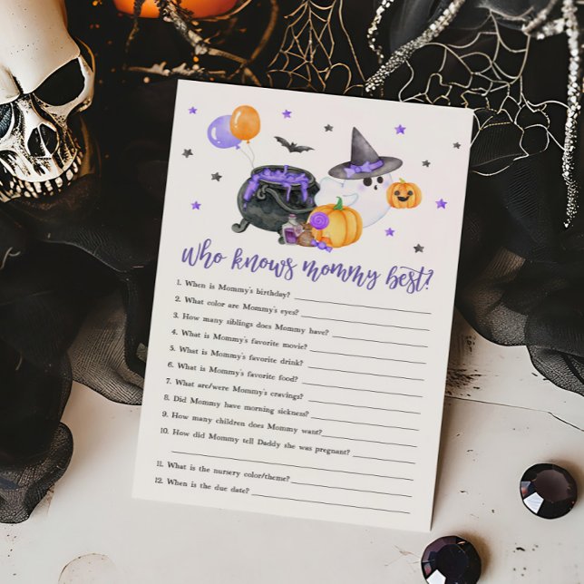 Lila Little Boo Ghost som vet Mamma Best Game (Ghost Halloween Baby Shower Who knows Mommy Best Game )