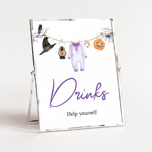 Lila Little Boo Halloween Baby Shower Drinks Poster
