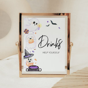 Lila Little Boo Halloween Baby Shower Drinks Poster