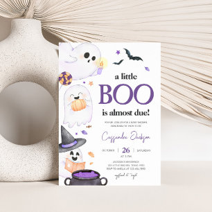 Lila Little Boo Halloween Baby Shower Inbjudningar