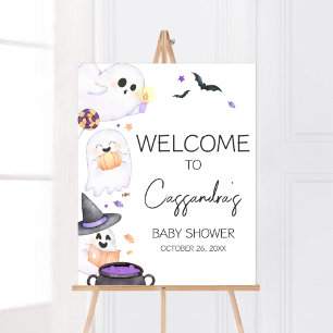 Lila Little Boo Halloween Baby Shower Välkommen Poster