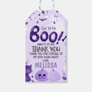 Lila Little Boo Halloween Birthday Tack Märkre Presentetikett