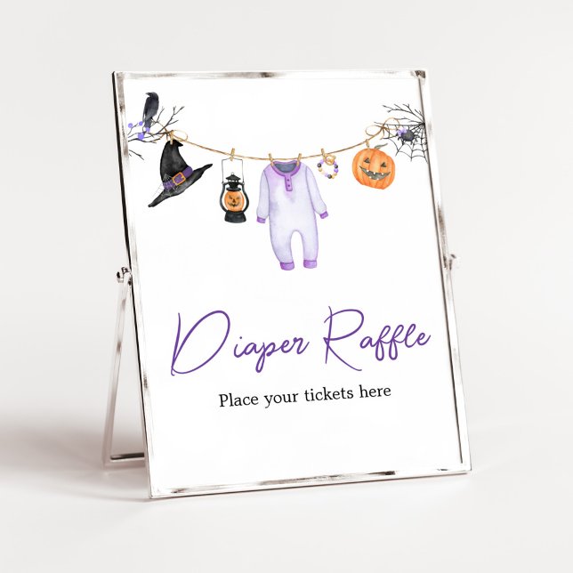 Lila Little Boo Halloween Diaper Raffle Poster (Halloween Baby Clothes Baby Shower Diaper Raffle Sign)