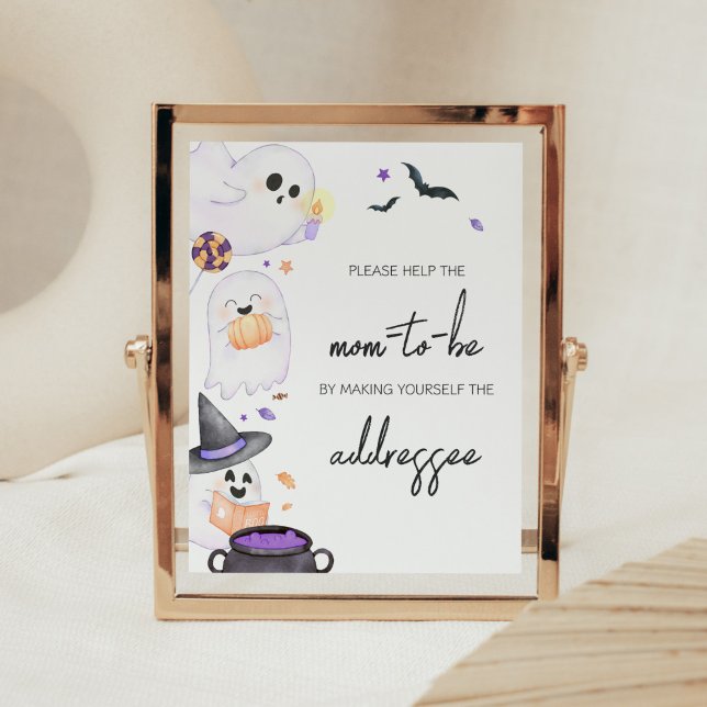 Lila Little Boo Halloween Kuvert Station Poster (Purple Little Boo Baby Shower Envelope Station)