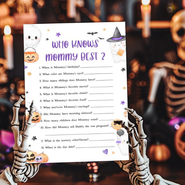 Lila Little Boo Vem vet Mamma Best Game (Baby is Brewing Baby Shower Who knows Mommy Best Game)