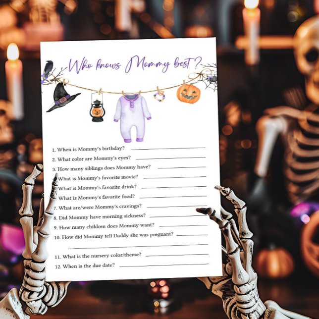 Lila Little Boo Vem vet Mamma Best Game (Halloween Baby Clothes Baby Shower Who knows Mommy Best Game)