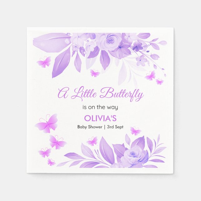 Lila Little Butterfly är på väg mot babyskor Pappersservett (Framsidan)