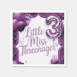 Lila Little Miss Threenager Napkins Pappersservett