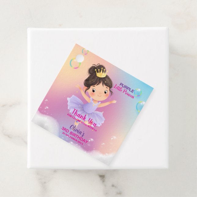 Lila Little Princess Boll Gåvor Etiketter (På plats)