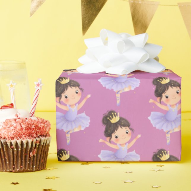 Lila Little Princess Boll Wrapping Papper Presentpapper (Födelsedagsfest)
