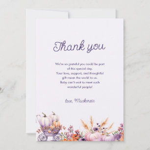 Lila Little Pumpkin Baby Shower Tack för ditt kort