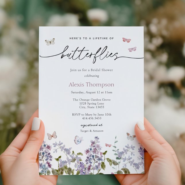 Lila Livstid för Butterflies-Möhippan Inbjudningar (Skapare uppladdad)